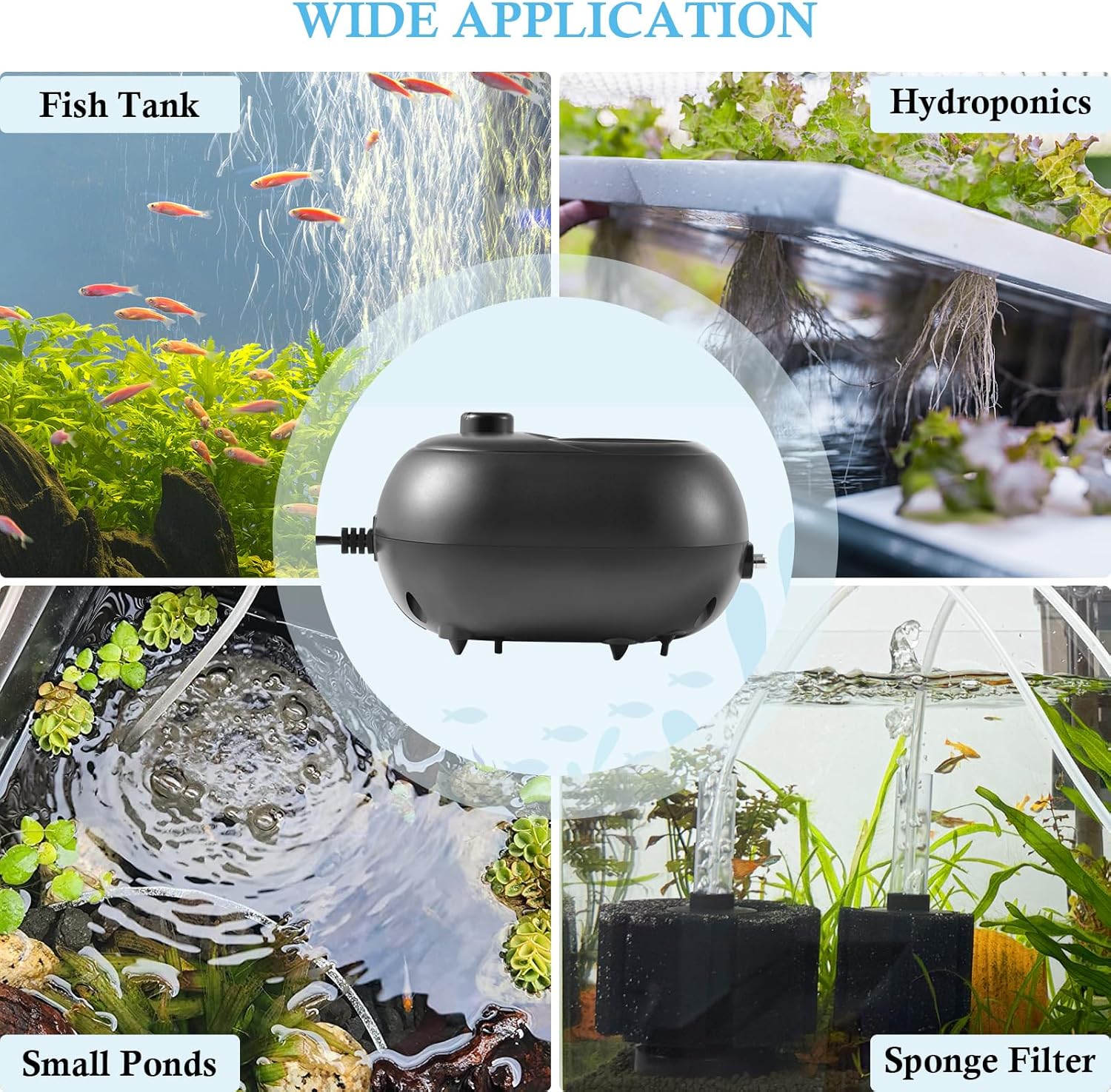 Detalle de FEDOUR 4W Aquarium Air Pump — Quiet, Adjustable Oxygenation for Up to 600L Tanks