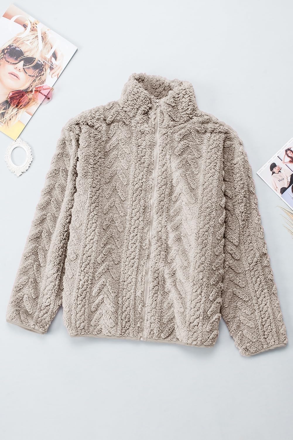 Detalle 2 de Dokotoo Women's Winter Fleece Jacket, Zip-Front Sherpa with Pockets