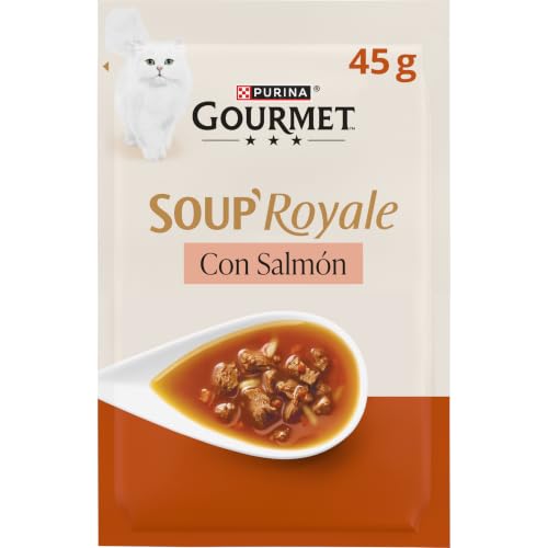 Detalle de Gourmet Soup Royale con Salmón 30 Sobres x 45 g de Purina: complemento húmedo para gatos adultos