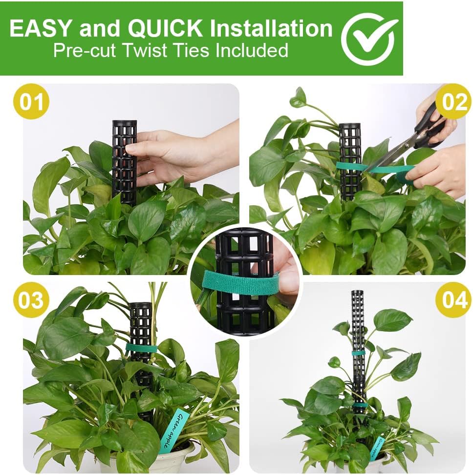 Detalle de OFFCUP Moosstab Pflanzstab – 4er-Set als Monstera Rankhilfe mit Etiketten & Klettverschluss