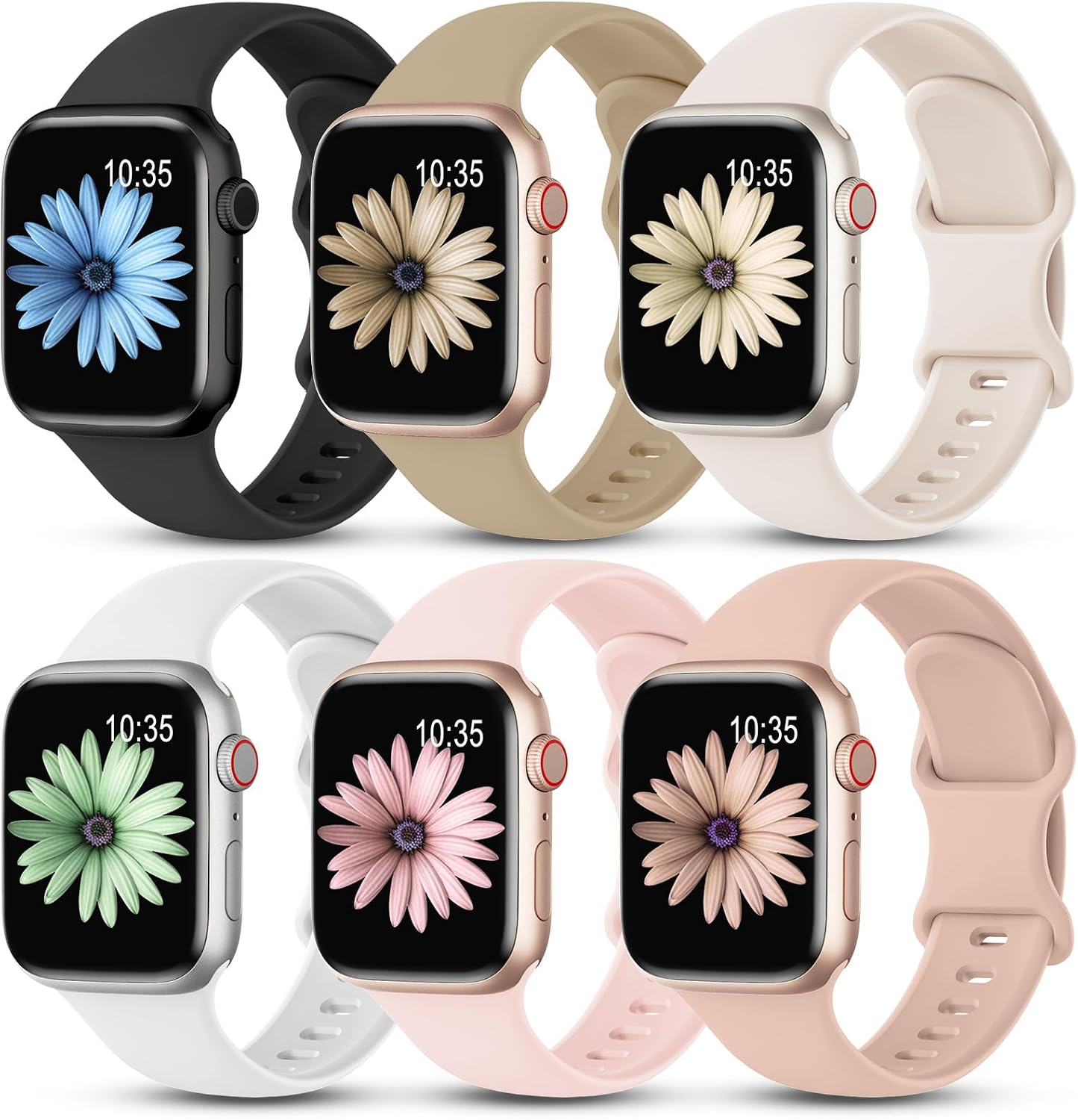 Detalle de Higgs 6 Pack Sport Straps for Apple Watch (Silicone replacement bands for 11/10/46mm–49mm compatible models)