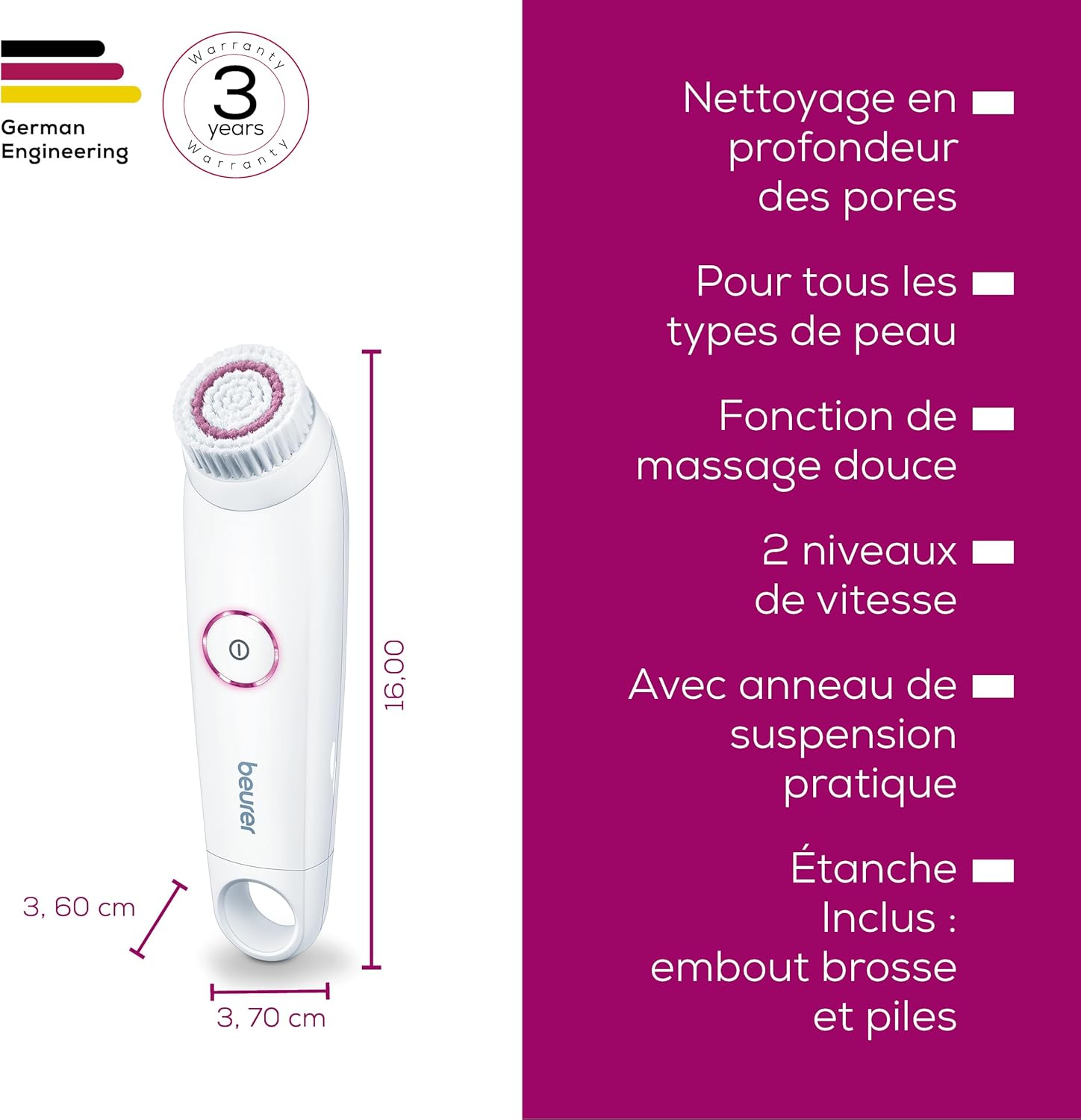 Thumbnail 5 de Beurer FC 45 brosse nettoyante visage 2 vitesses étanche ⛲