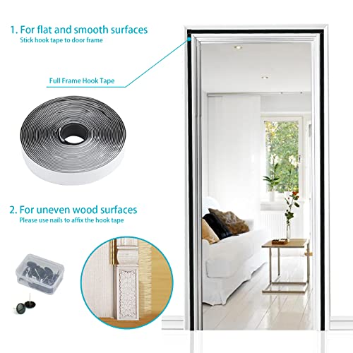 Detalle de Mosquitera magnética para puerta de Apalus 80x200 cm – Negro