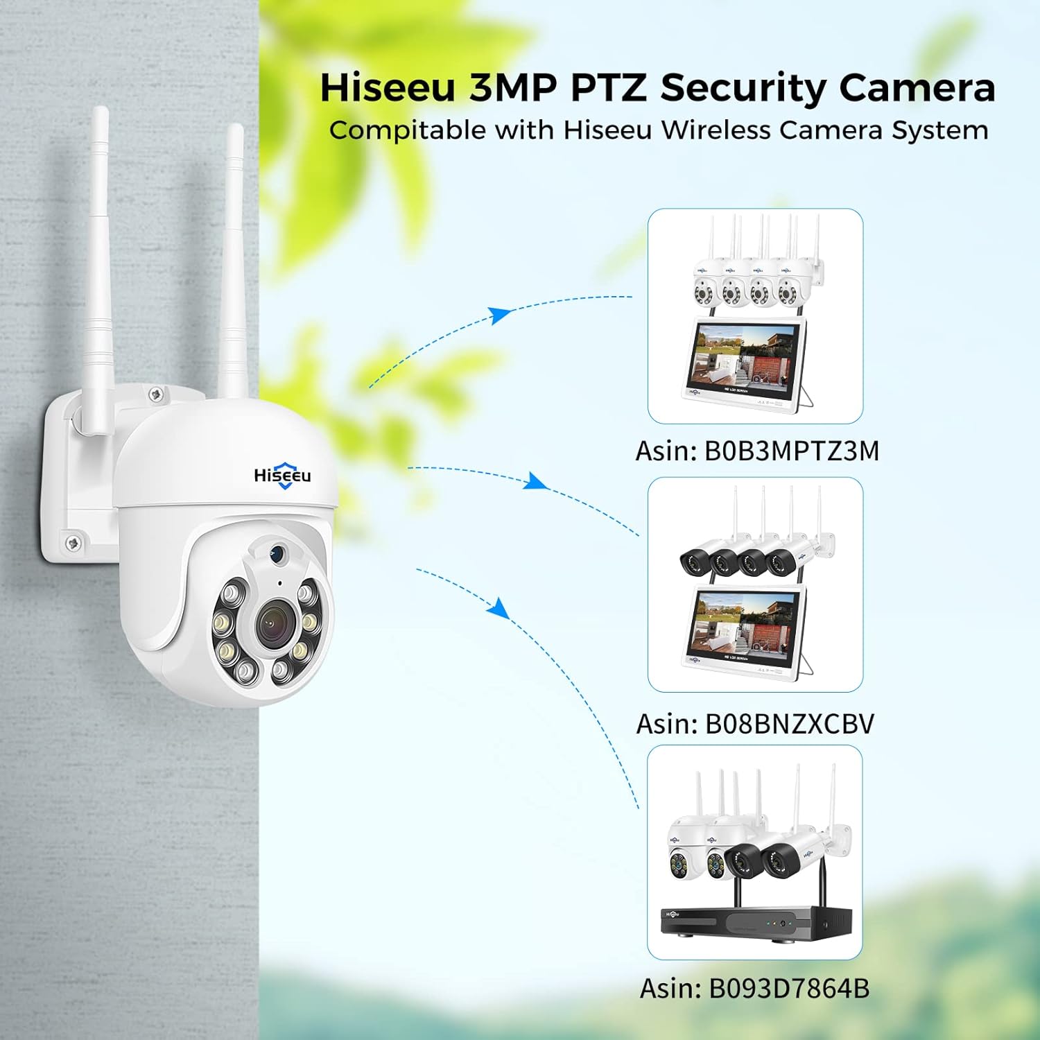Thumbnail 6 de Hiseeu 5MP 3K Telecamera Wi-Fi Esterno PTZ 360° con Visione Notturna a Colori e Audio Bidirezionale