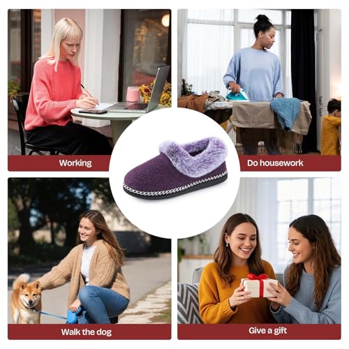 Thumbnail 8 de EverFoams Women’s Bootie Slippers, Purple, UK Size 6 with Memory Foam