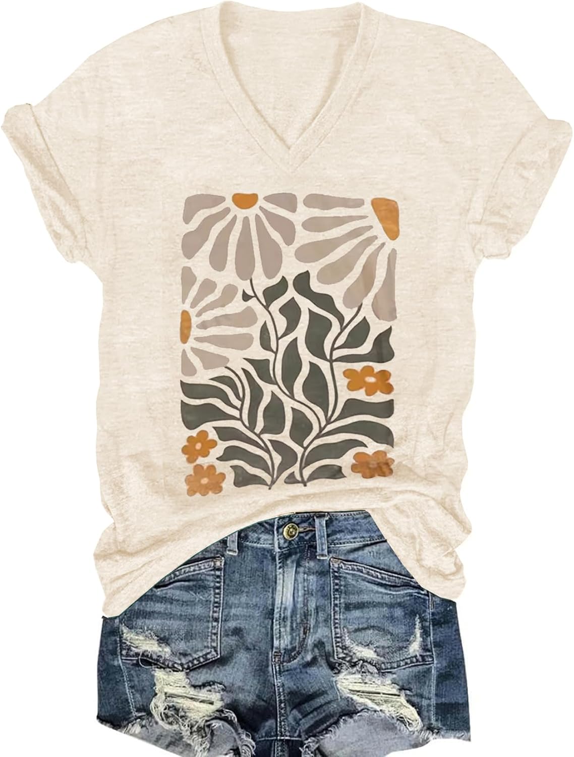Detalle de Women's V-Neck Dragonfly Tee: Cute Summer Graphic Shirt