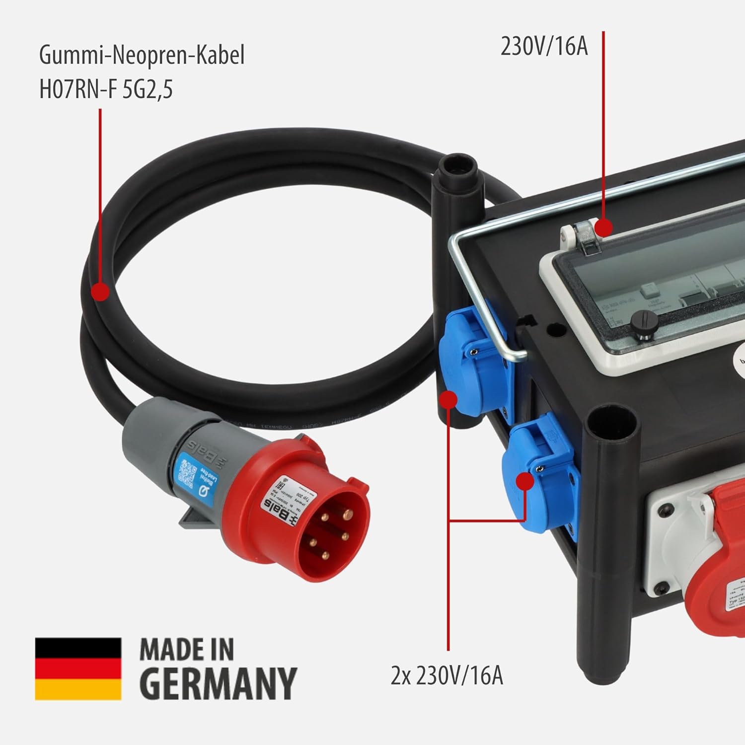 Detalle 2 de Brennenstuhl Kompakter Gummi-Stromverteiler mit FI-Schutzschalter – outdoor ready