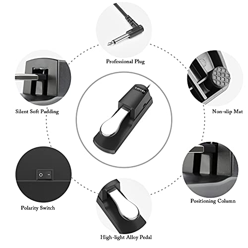 Detalle de Sovvid Sustain Pedal for Keyboards with Polarity Switch and Anti-slip Base