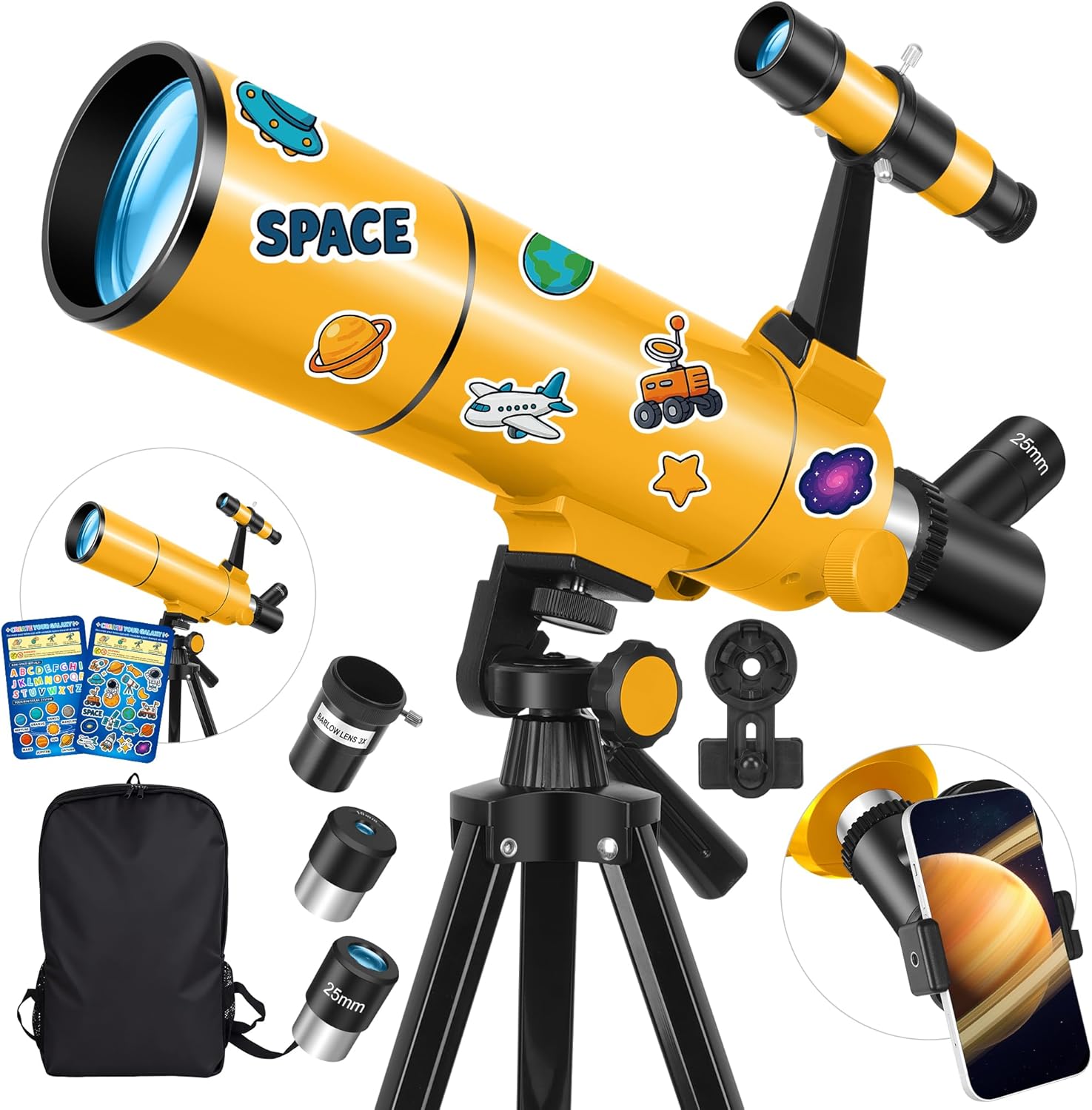HUGERSTAR 80/500mm Télescope réfracteur 150X