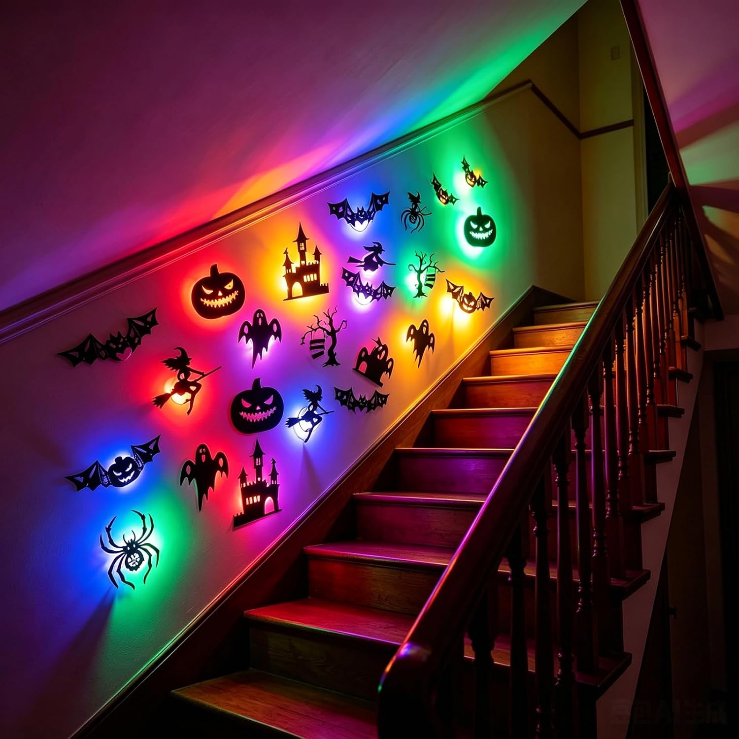 Detalle 2 de KUKUTrue WSJXCDZ629 Halloween-leddecoraties, 30 stuks met meerkleurig knipperlicht
