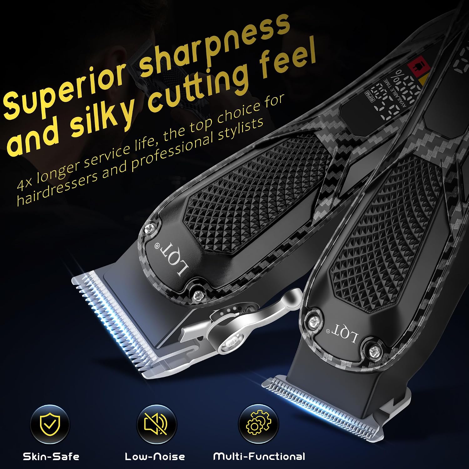 Detalle de Professional Hair Clippers for Men: All-in-One Rechargeable Grooming Kit with LCD Display