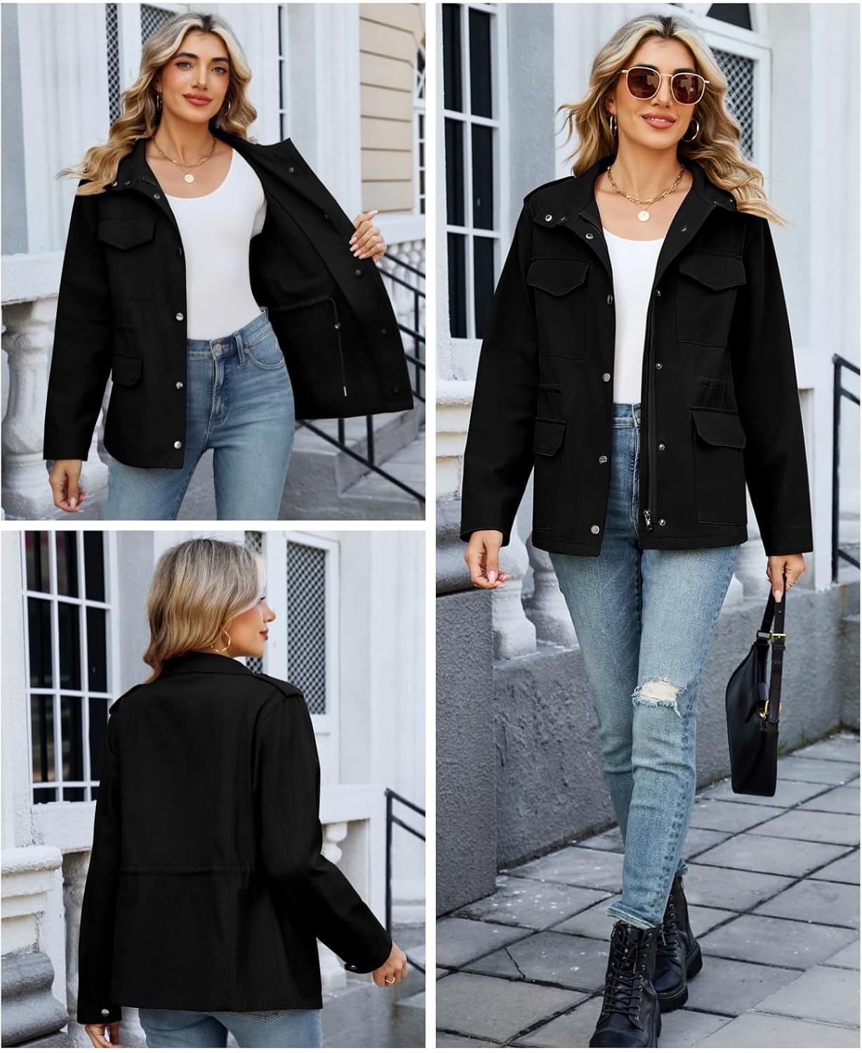 Thumbnail 2 de Tuopuda women’s cotton military jacket with stand-up collar and multiple pockets