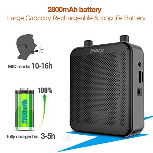 Thumbnail 3 de Giecy Portable Voice Amplifier with Headset Microphone — 30W, 2800mAh, Multi-Function Speaker for Teachers and Presenters