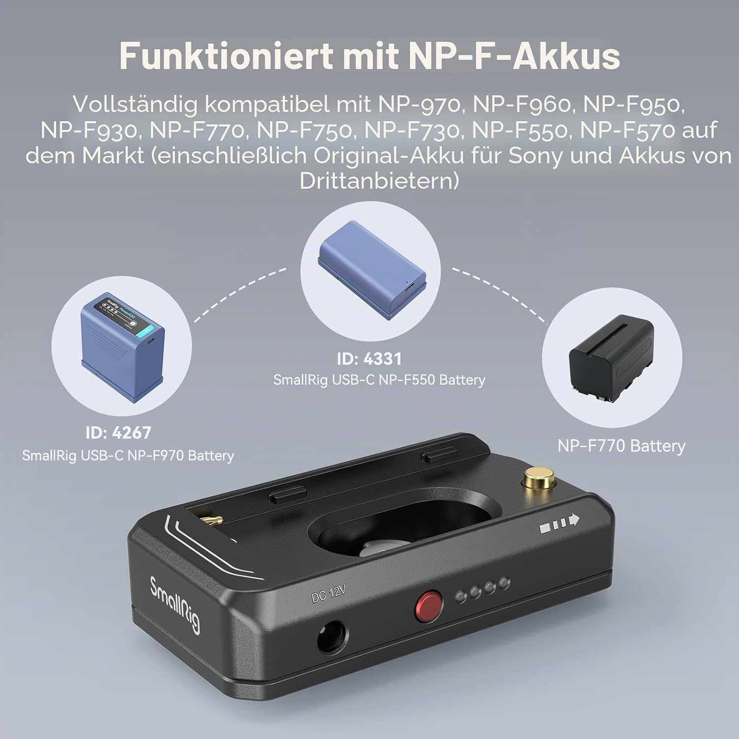 Thumbnail 4 de SMALLRIG NP-F Battery Adapter Mount Plate 3168B – Akku-Adapterplatte mit DC-Ausgängen und USB-C für NP-F-Akkus