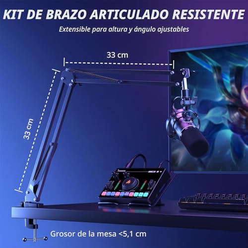 Thumbnail 7 de MAONO PD200XS: Micrófono dinámico USB/XLR con brazo, para podcast y streaming