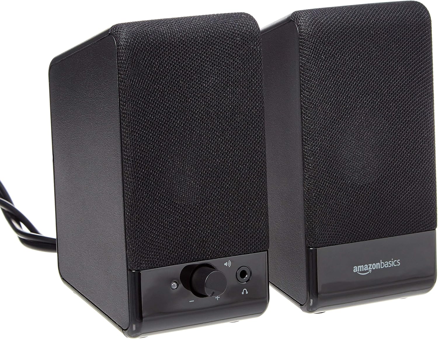 Detalle de Amazon Basics Haut-parleurs pour ordinateur (lot de 2) — alimentation secteur, prise UE, noir