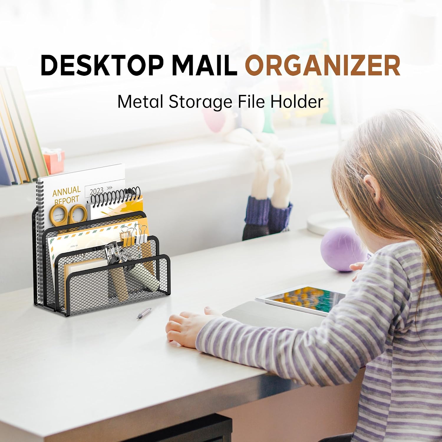 Thumbnail 3 de SUPEASY SXG-BK-1 Mesh Metal Mail Organizer, 3 Slots, Black