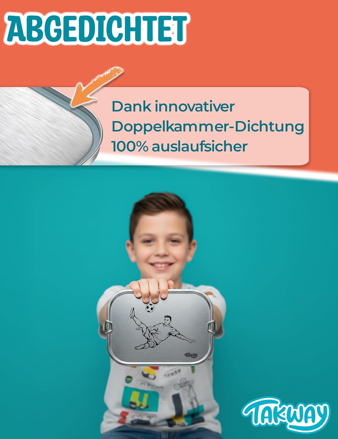 Thumbnail 3 de TAKWAY Edelstahl Brotdose 800ml mit Fächern – Auslaufsichere Bento Box für Kinder und Erwachsene