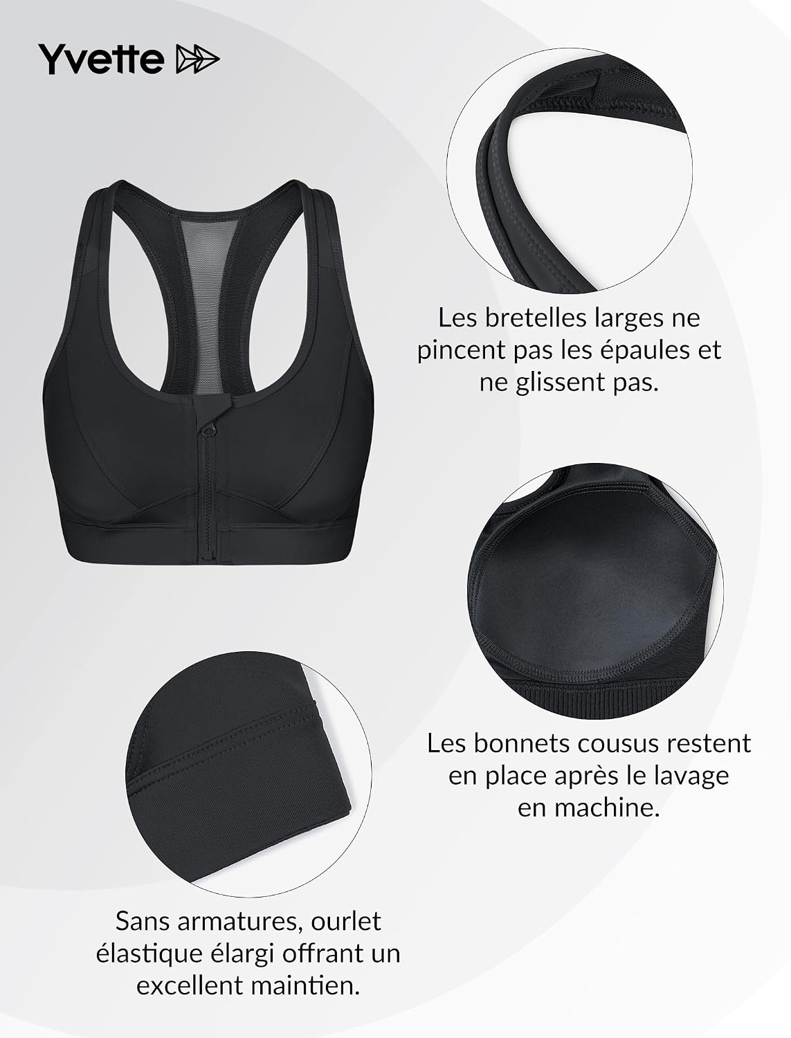 Thumbnail 3 de Yvette Soutien-Gorge Sport Zippée Devant