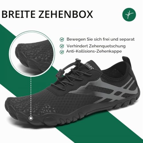 Detalle 2 de SAGUARO Badeschuhe Damen/Herren – Schnelltrocknende Aquaschuhe Schwarz, Gr. 43 EU