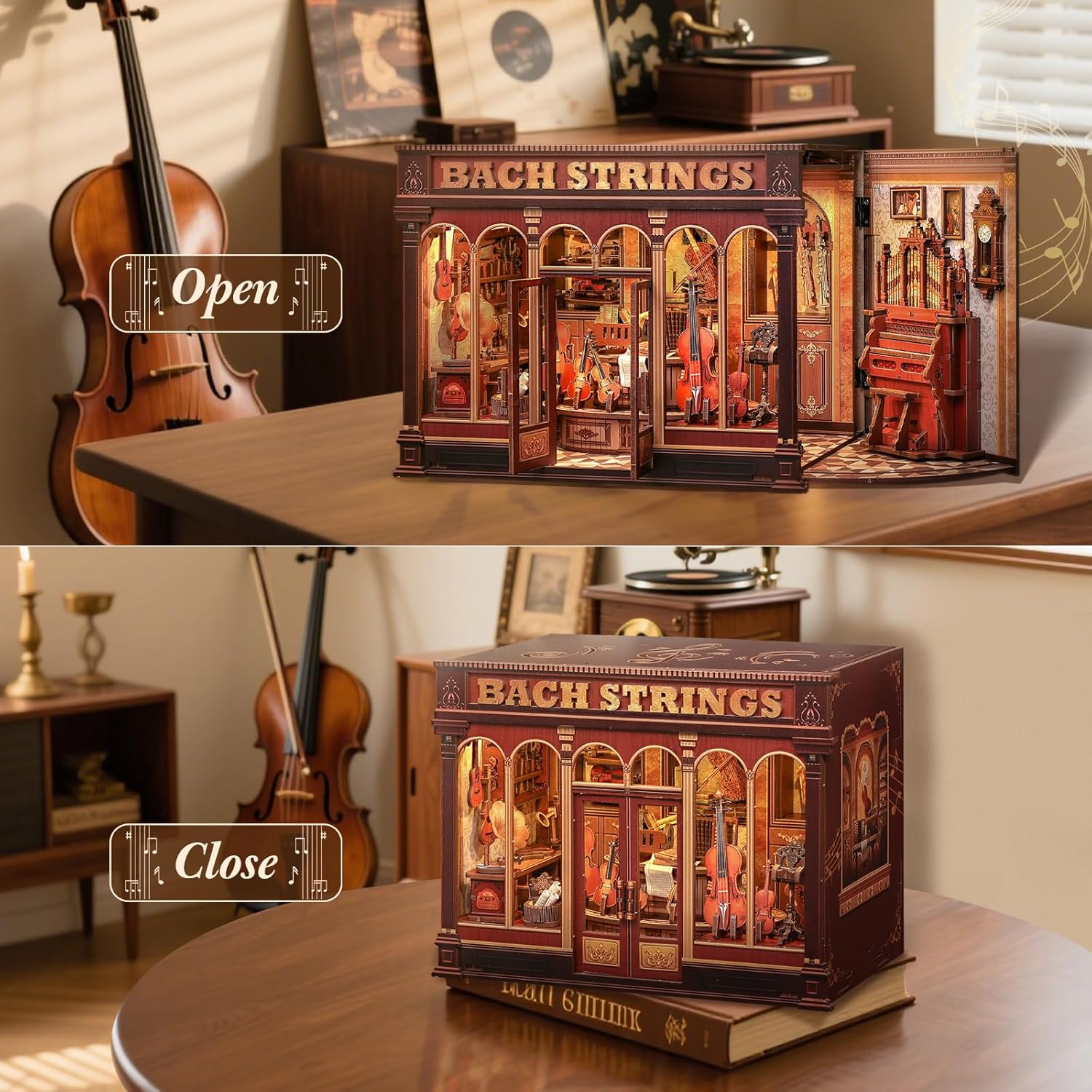 Thumbnail 4 de CUTEBEE Book Nook Kit „Bach Strings“ – DIY-Musikbuch-Nische aus 3D-Holzpuzzle mit Anleitung