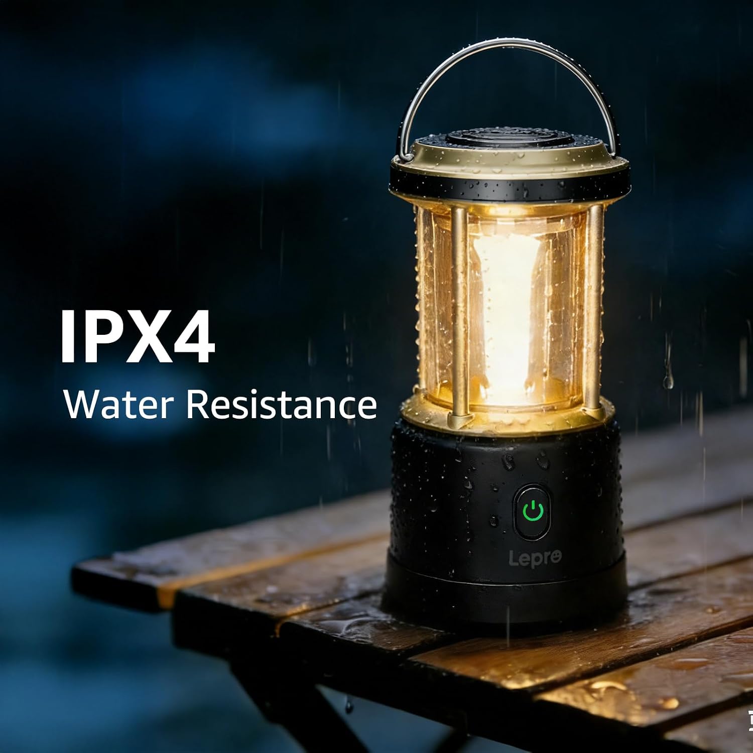 Detalle 1 de Lepro 330044-BK-US 2000LM Camping Lantern, Dual Power, Dimmable, IPX4