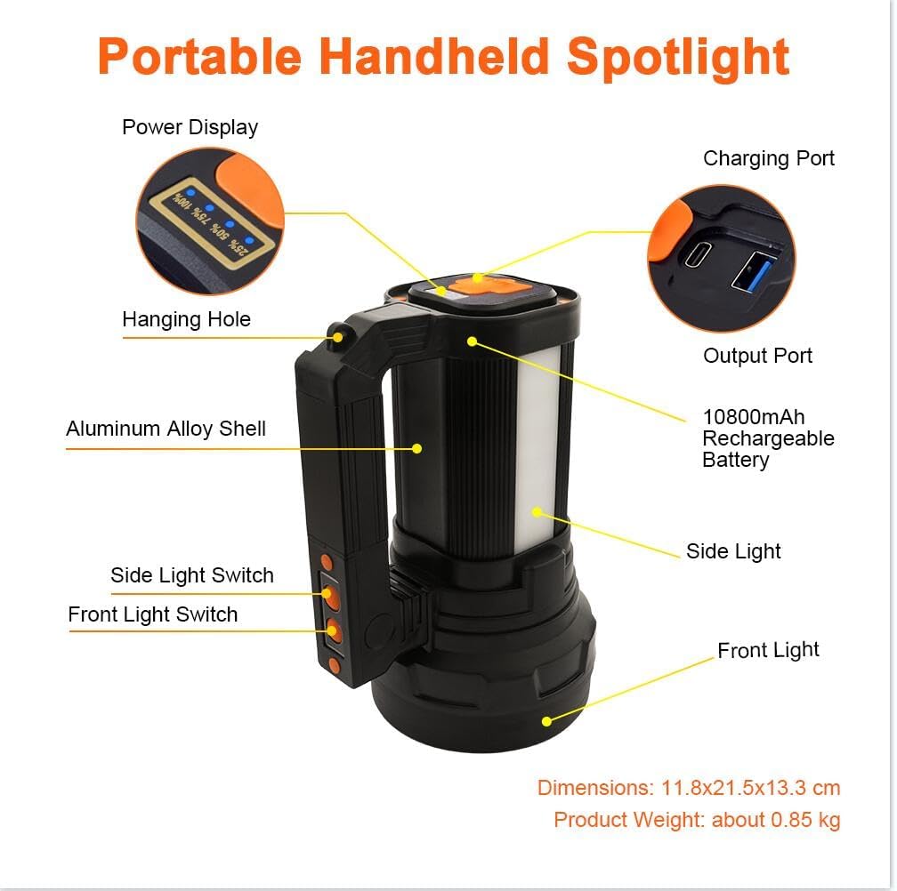 Detalle de ERAY Rechargeable Torches 10800mAh LED Spotlight