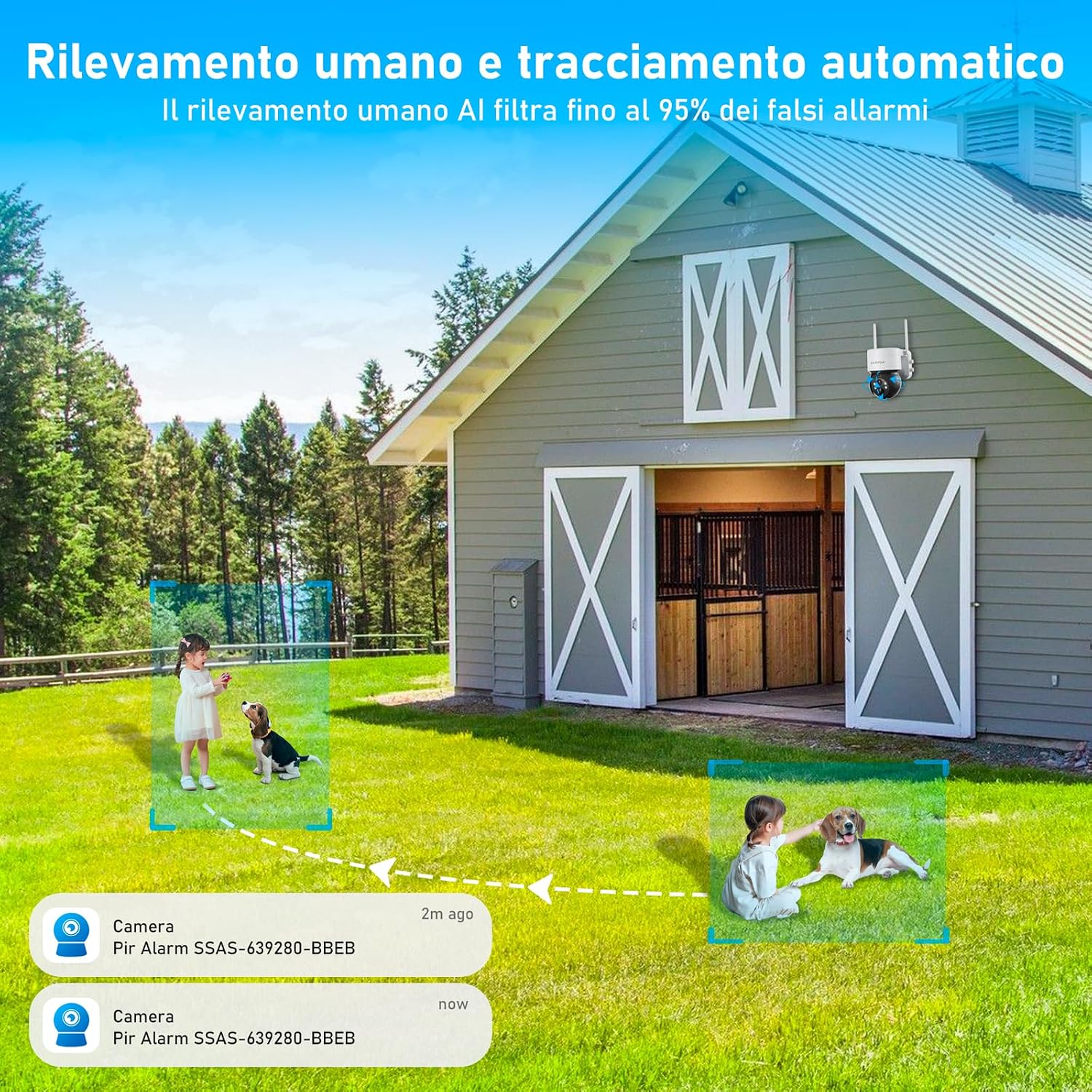 Detalle 2 de Telecamera Pannello Solare 2K 4MP con Wi‑Fi Dual Band, 6W Panello e Batteria 7800 mAh