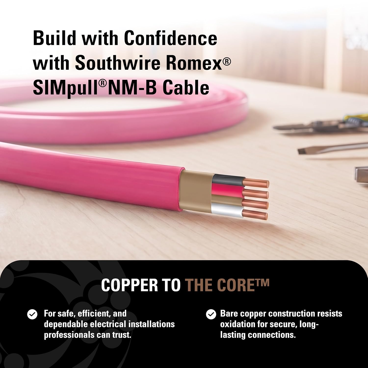 Detalle de Southwire Romex 63948526 SIMpull NM-B 10/3 100 ft Pink Cable