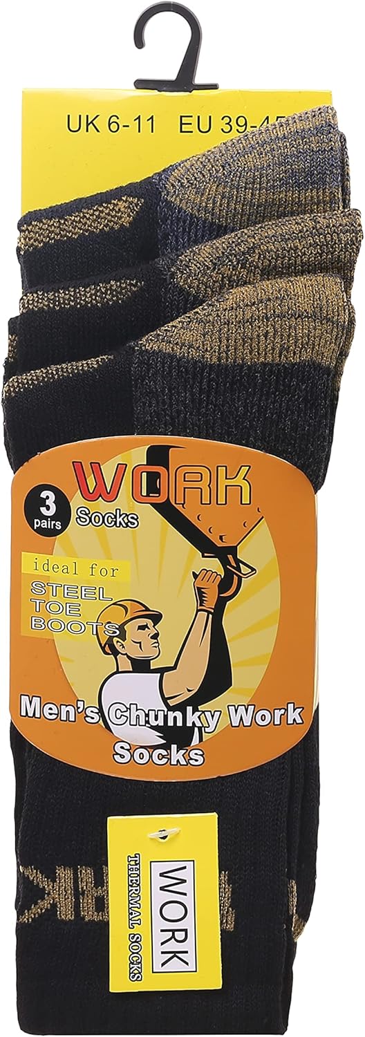 Thumbnail 1 de COSHAL® 3 Men's Work Socks – Reinforced Cotton Cushioned Boots (Pack of 3, UK 6–11)