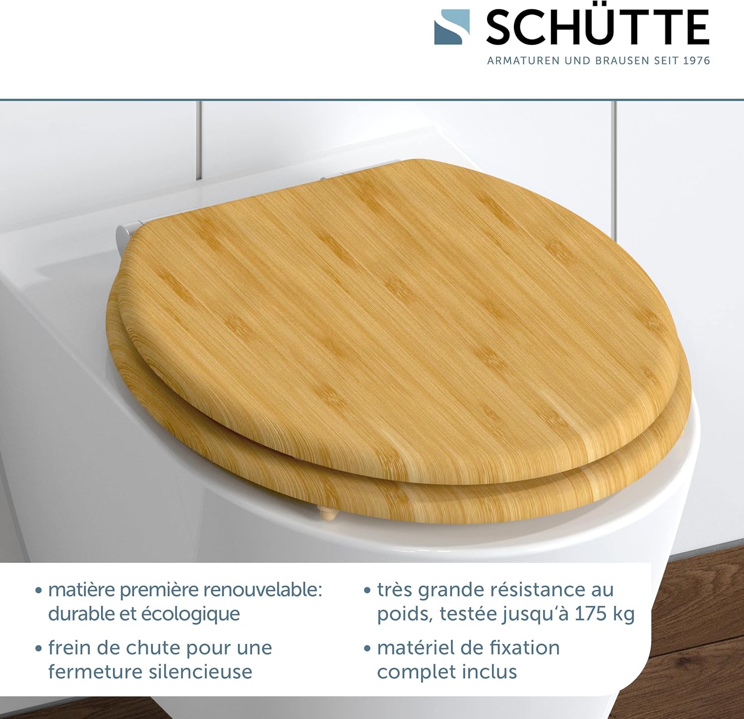 Thumbnail 4 de SCHÜTTE Abattant WC Bamboo avec frein de chute – durable et robuste, jusqu’à 150 kg
