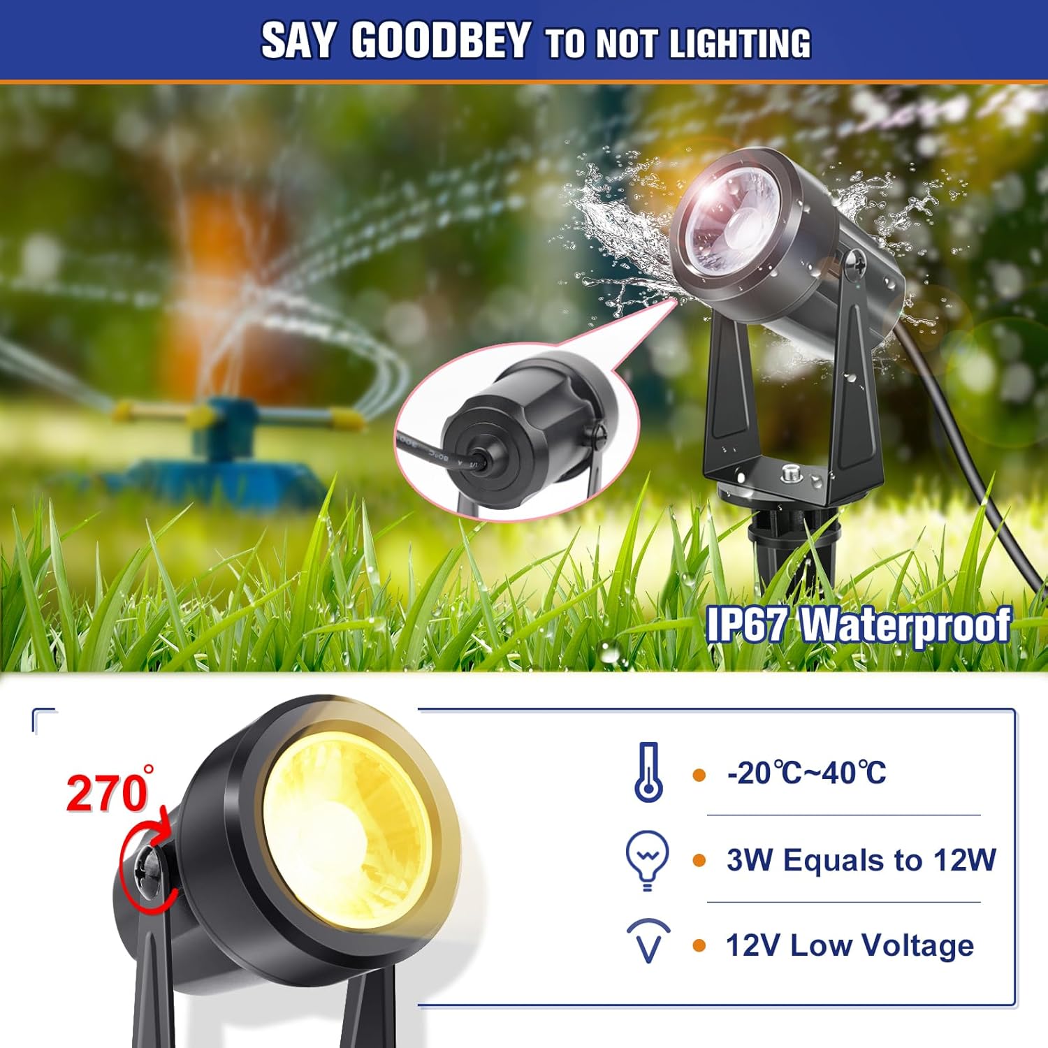 Thumbnail 3 de NIORSUN Faretto LED da Giardino 8 Pack - Faretti IP67 3000K, 27V Basso Tensione, 29m di Cavo, Luce Calda per Esterni