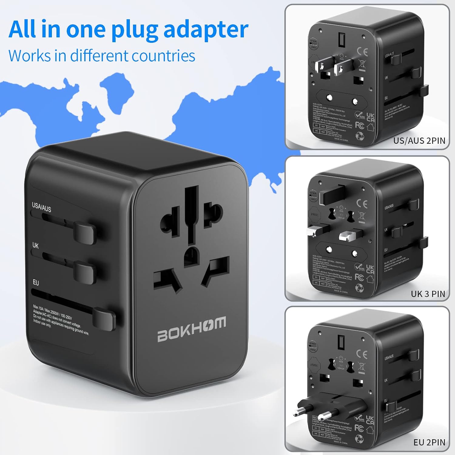 Detalle de Worldwide Travel Adapter USB C with Dual 10A Fuses