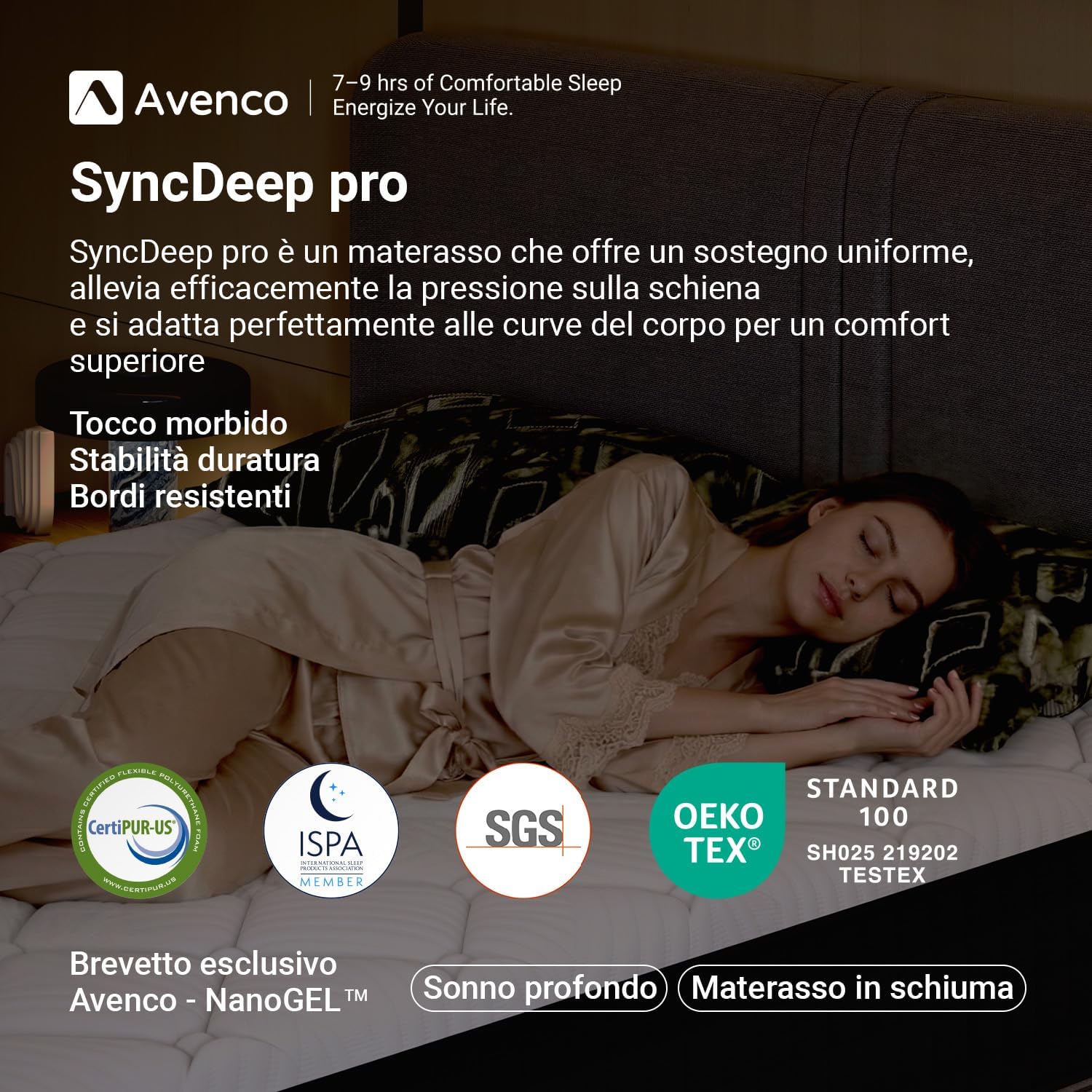 Thumbnail 1 de Avenco Materasso 160x200 in Schiuma di Bambù con Gel Memory Foam – Comfort e Traspirabilità per un Sonno Naturale