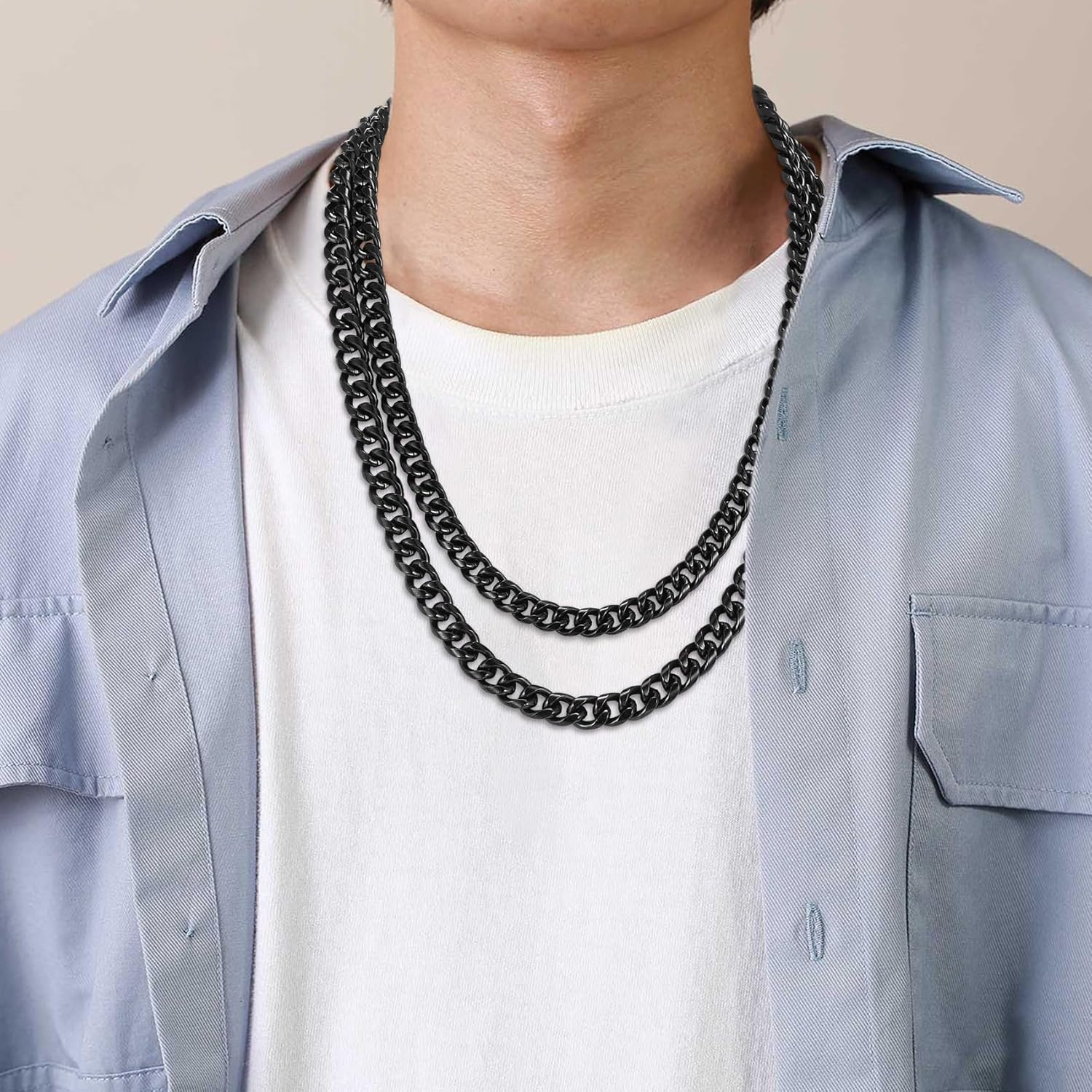 Thumbnail 6 de HSWYFCJY kubanische Halskette Herren 3–8 mm Edelstahl – 45–65 cm in Silber, Gold oder Schwarz
