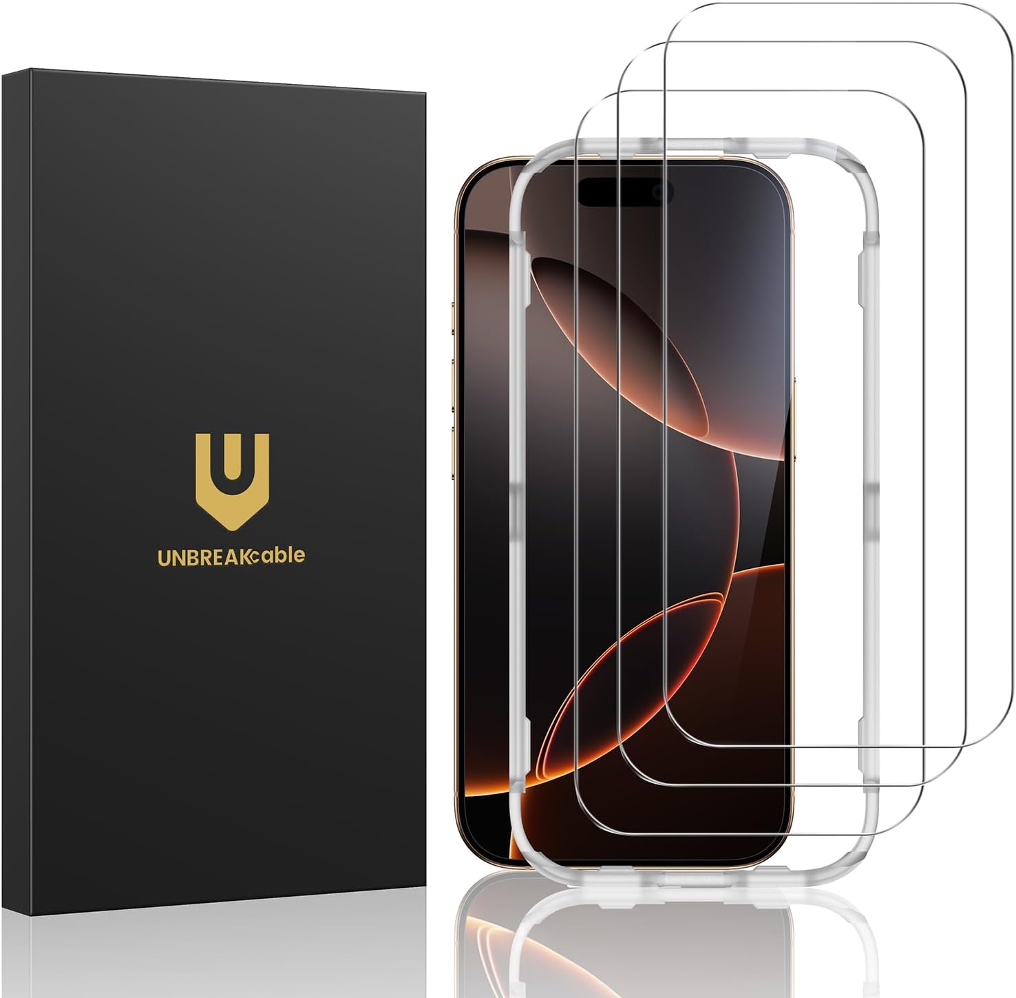 Detalle de UNBREAKcable Pellicola Protettiva per iPhone 16 Pro 6,3'' – Vetro temperato HD 9H, Copertura Totale, Pacco da 3