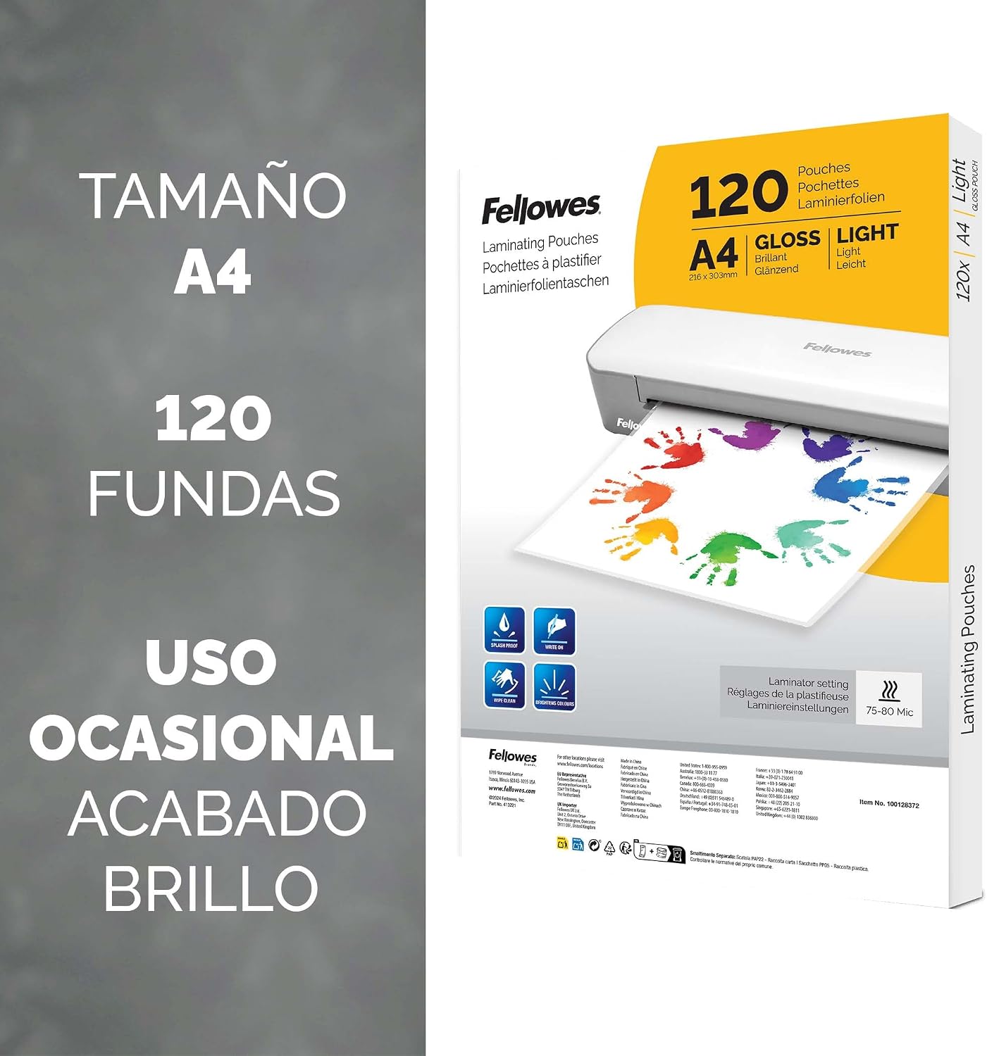 Detalle 2 de Fellowes fundas A4 brillo, pack de 120