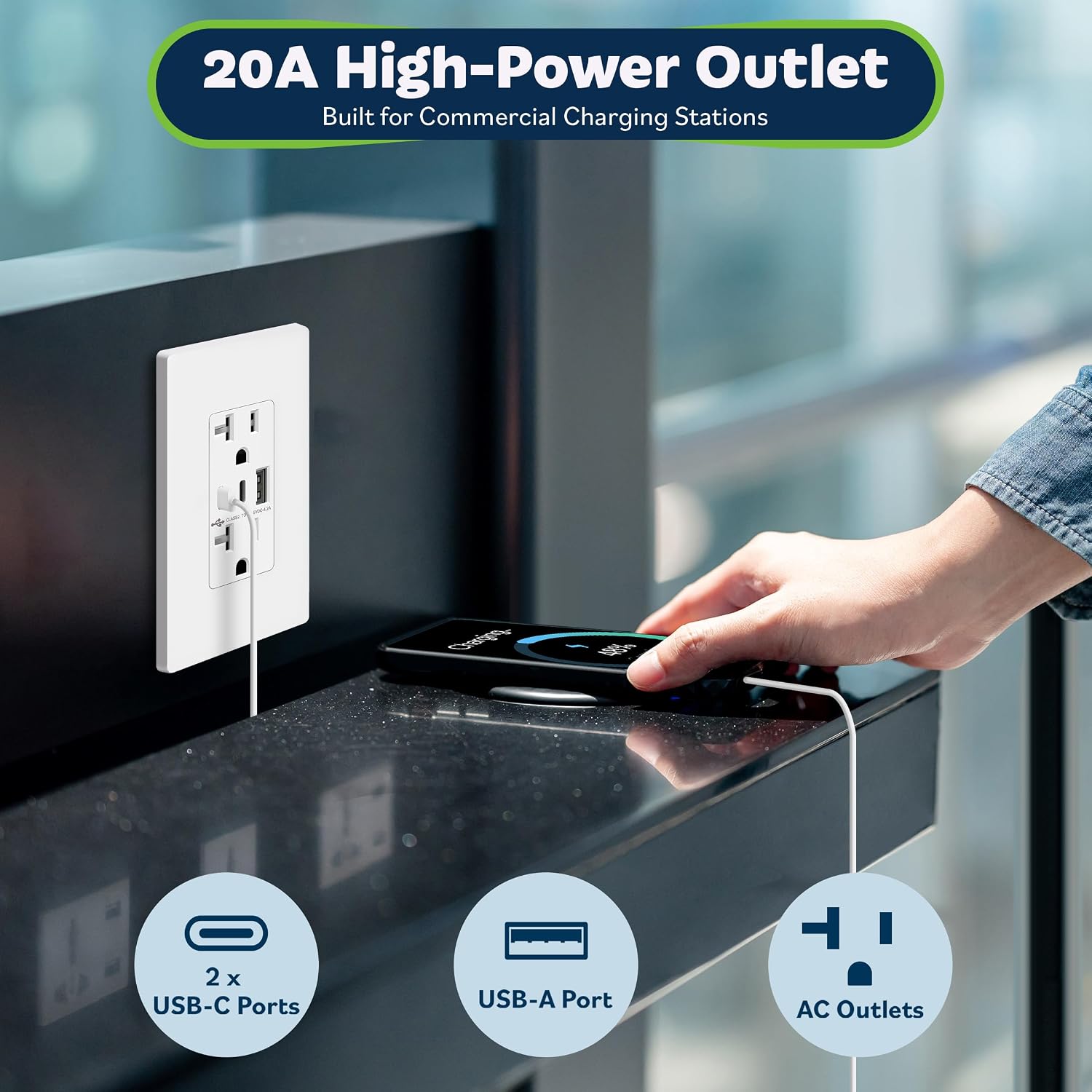 Thumbnail 1 de TOPGREENER TU22042AC2 21W USB Outlet