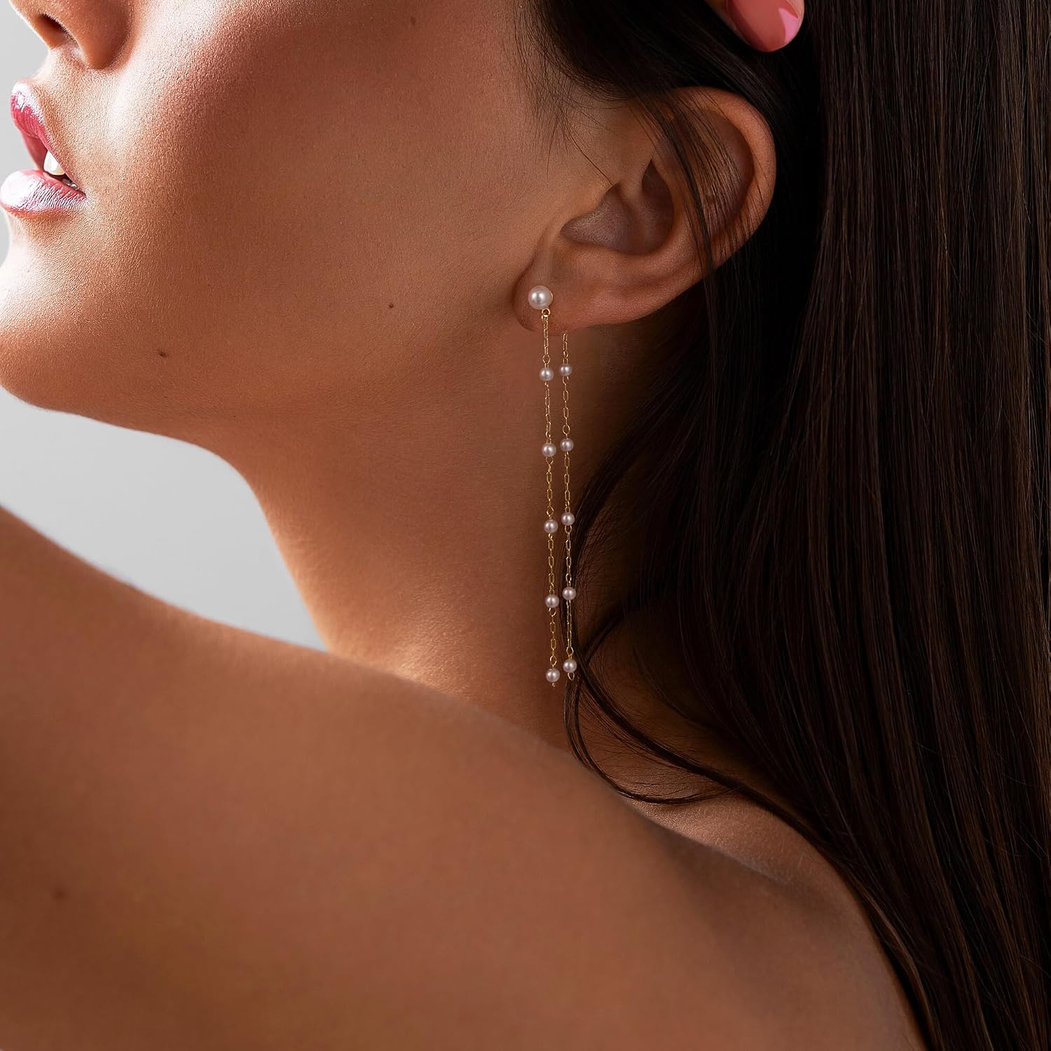 Detalle de Moodear Pearl Drop Earrings, 14K Gold-Plated