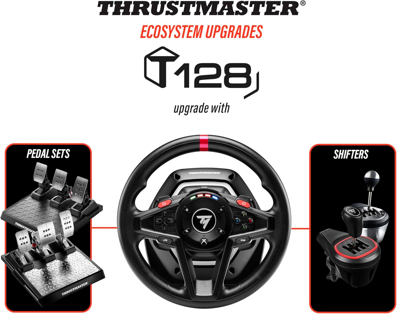 Detalle de Thrustmaster T128: volante Force Feedback con pedali magnetici per Xbox Series X|S, Xbox One e PC