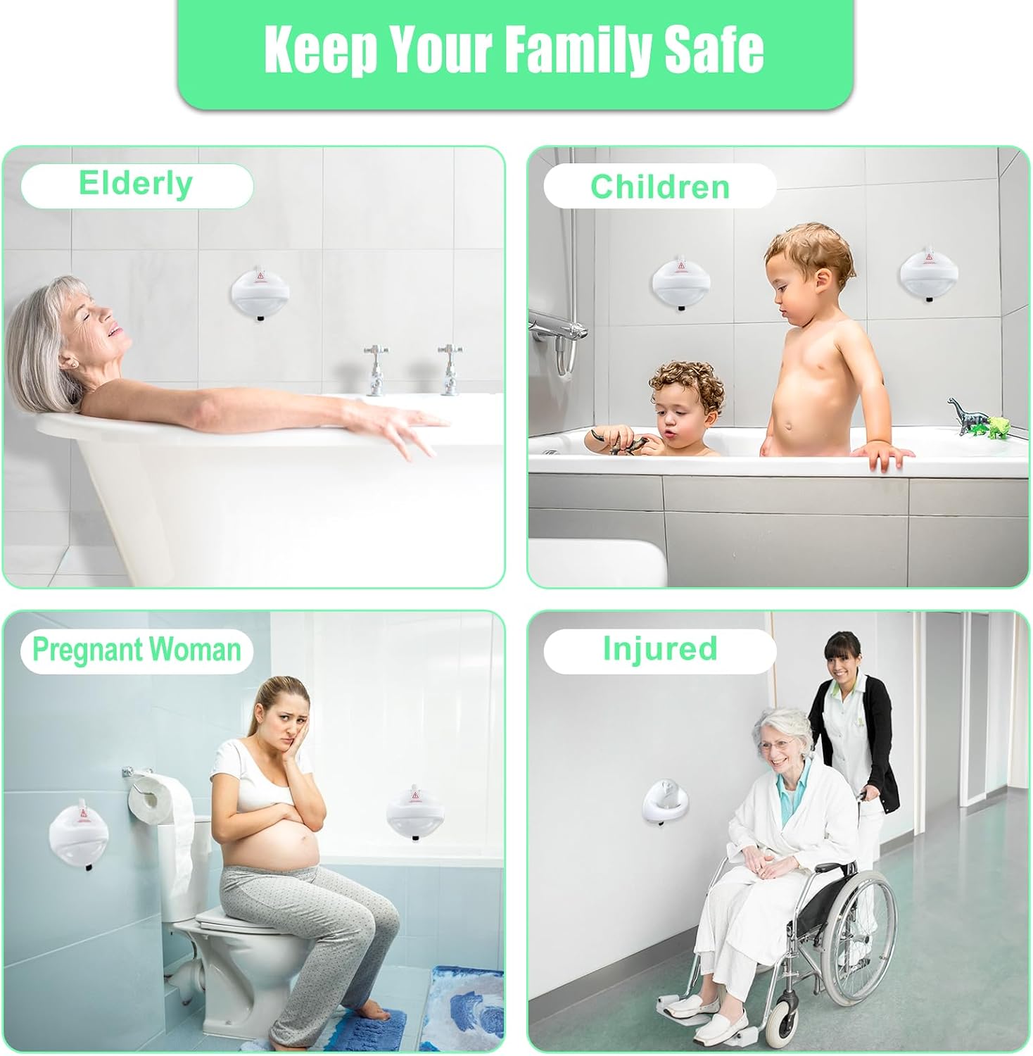 Thumbnail 4 de JUYLTOOL 2 Pack: Suction Grab Rails for Bathroom with Indicator – Portable, 250LBS Load, No-Drill Safety