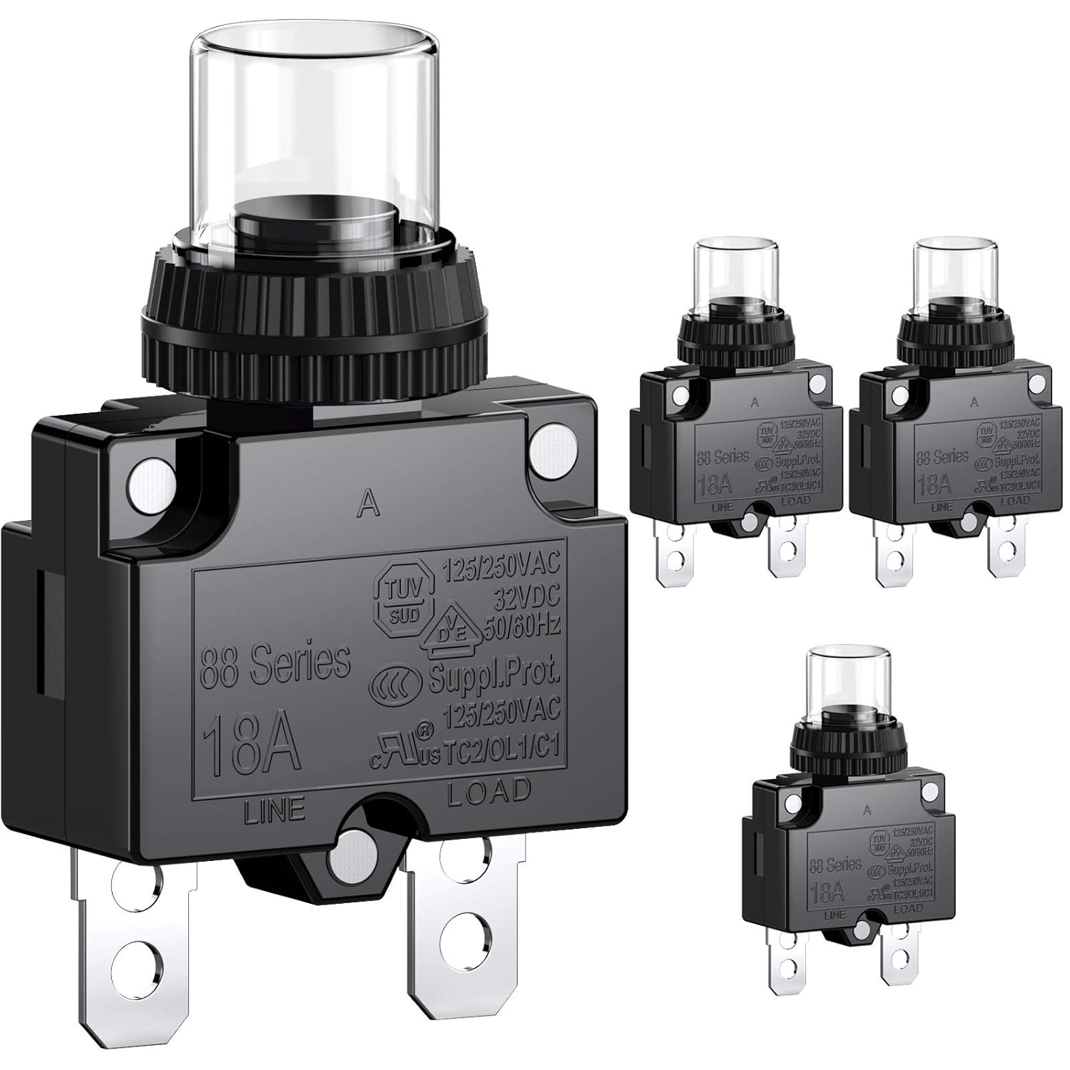 Thumbnail 6 de CLDIY Thermoschutz-Leistungsschalter 9 A (88-Serie) mit Push-to-Reset und wasserdichter Tastenkappe