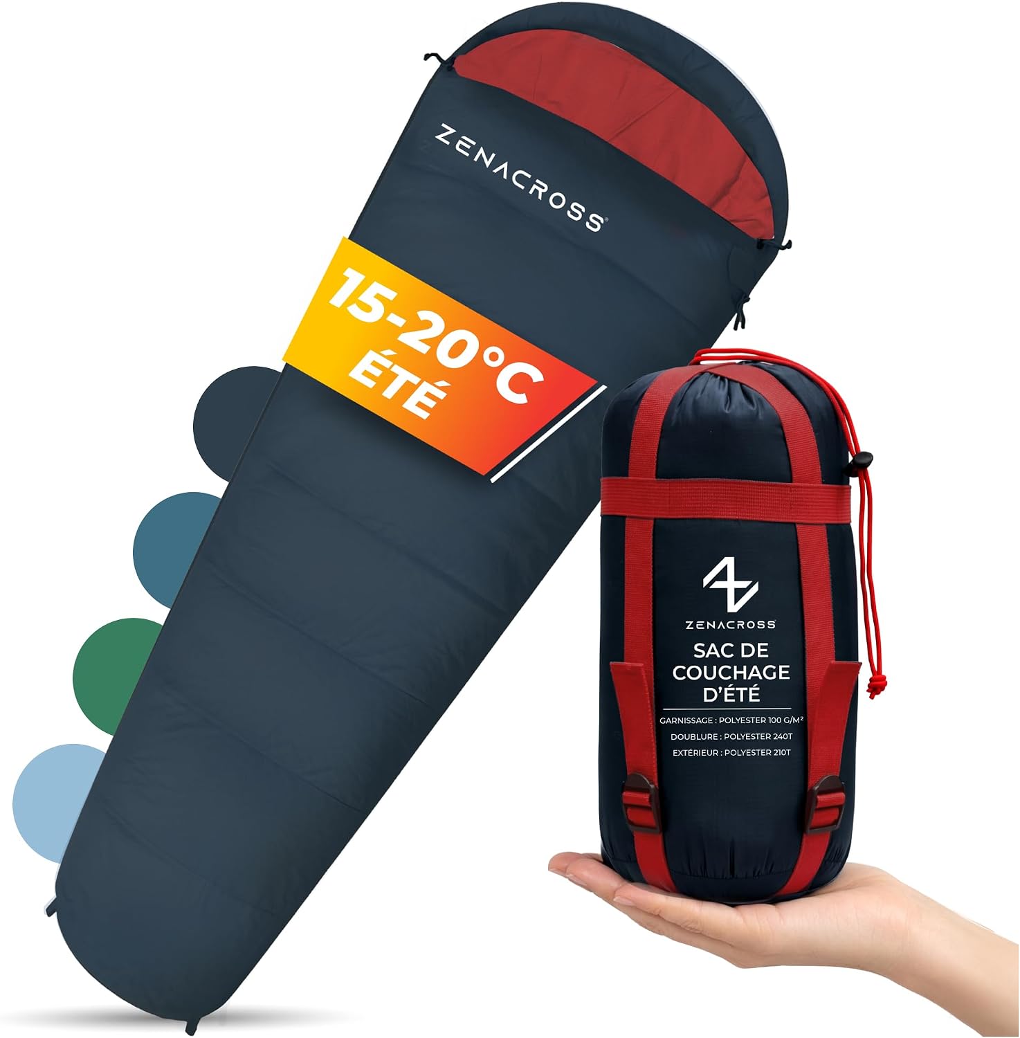 Zenacross Sac de couchage adulte d’été 1 personne compact ultra léger (900 g)