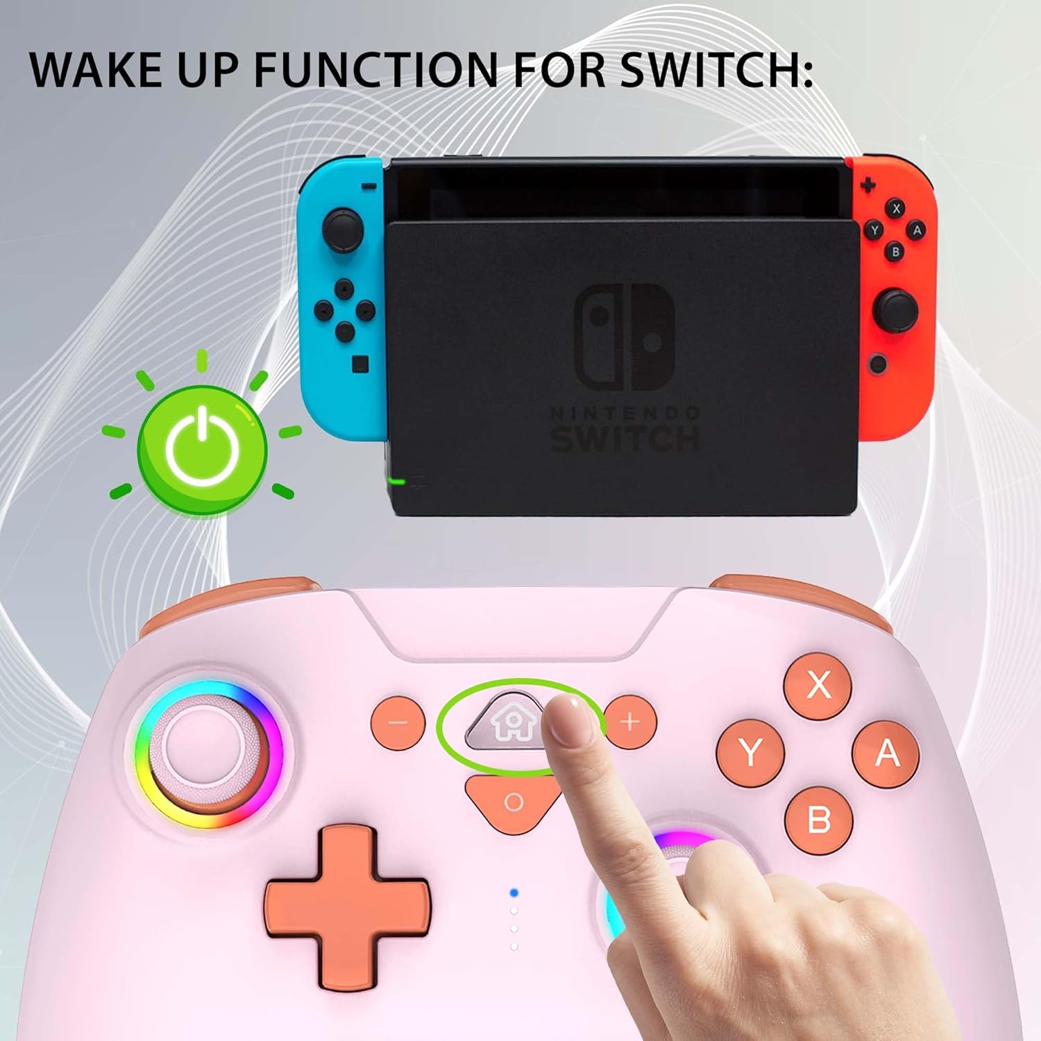 Thumbnail 4 de SUBSONIC Wireless Controller für Switch und Switch 2 – Bluetooth, LED, Vibration & 6-Achsen-Gyro in Rosa
