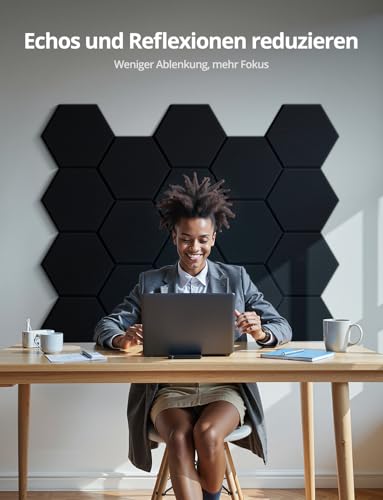 Thumbnail 6 de Kuchoow Acoustic Panels Hexagon Akustikplatten Selbstklebend – Wandgestaltung + Raumakustik
