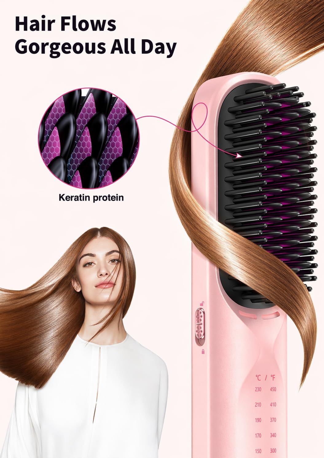Thumbnail 3 de Bopcal Cordless Hair Straightener Brush: Travel-Friendly 6-Setting Heated Brush