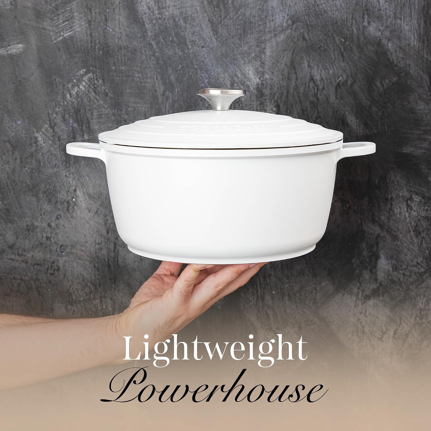 Detalle de Nuovva 4L Cream Aluminium Casserole Dish with Lid – Non-Stick Deep Dutch Oven for Induction & Oven Use