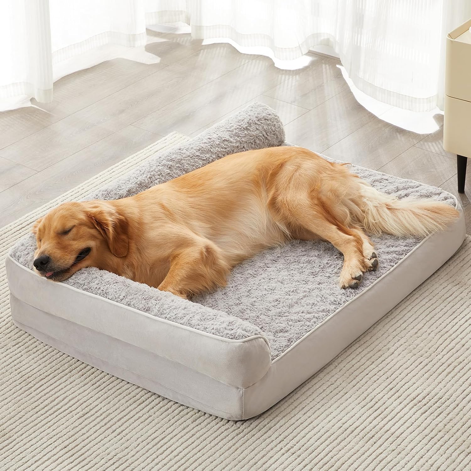 Detalle de BFPETHOME Orthopedic Dog Bed, Rose Velvet
