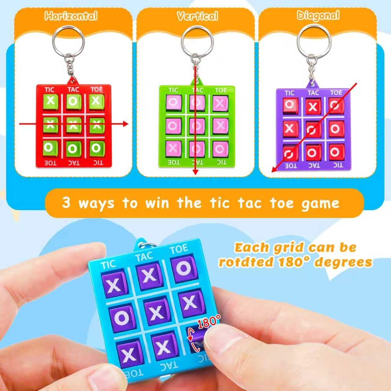 Detalle 2 de Basytodio Mini Tic-Tac-Toe Keychains, 24-Pack Party Favour Toys