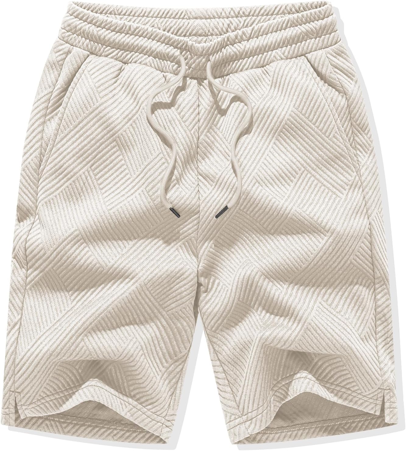 Detalle 2 de JMIERR Herren Textur-Shorts 2026 Sommer Casual mit 3 Taschen und elastischem Bund